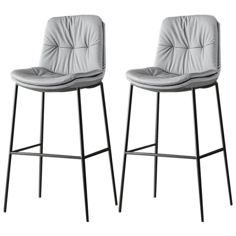 Contemporary Metal Leather Bar Stools Indoor Barstool with Cushion and Low Back
