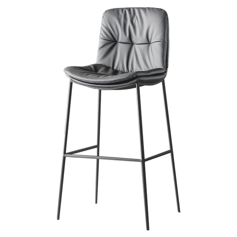 Contemporary Metal Leather Bar Stools Indoor Barstool with Cushion and Low Back