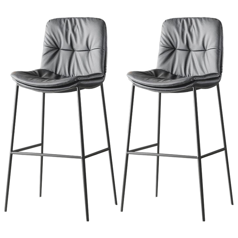 Contemporary Metal Leather Bar Stools Indoor Barstool with Cushion and Low Back