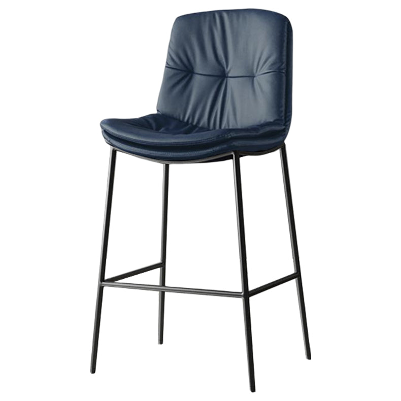 Contemporary Metal Leather Bar Stools Indoor Barstool with Cushion and Low Back