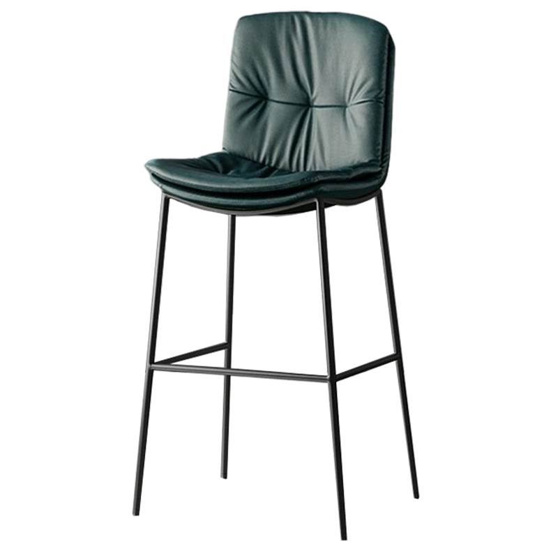 Contemporary Metal Leather Bar Stools Indoor Barstool with Cushion and Low Back