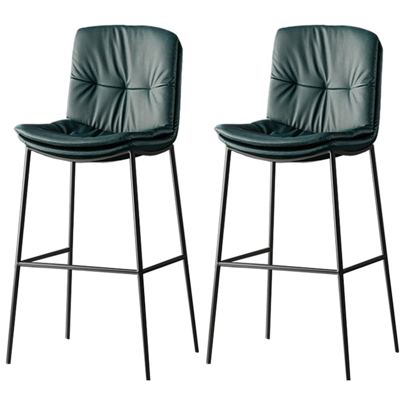 Contemporary Metal Leather Bar Stools Indoor Barstool with Cushion and Low Back