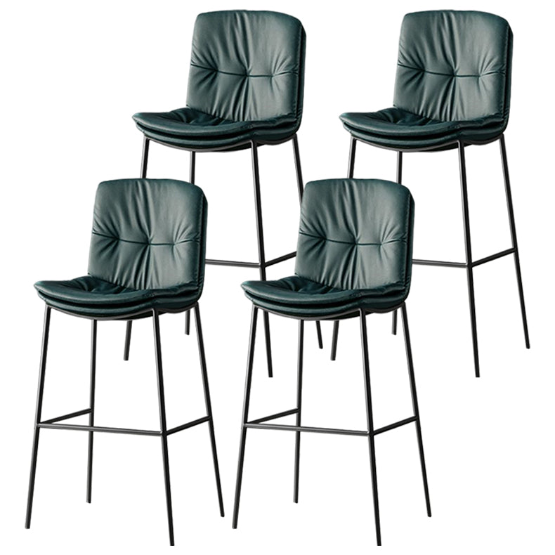 Contemporary Metal Leather Bar Stools Indoor Barstool with Cushion and Low Back