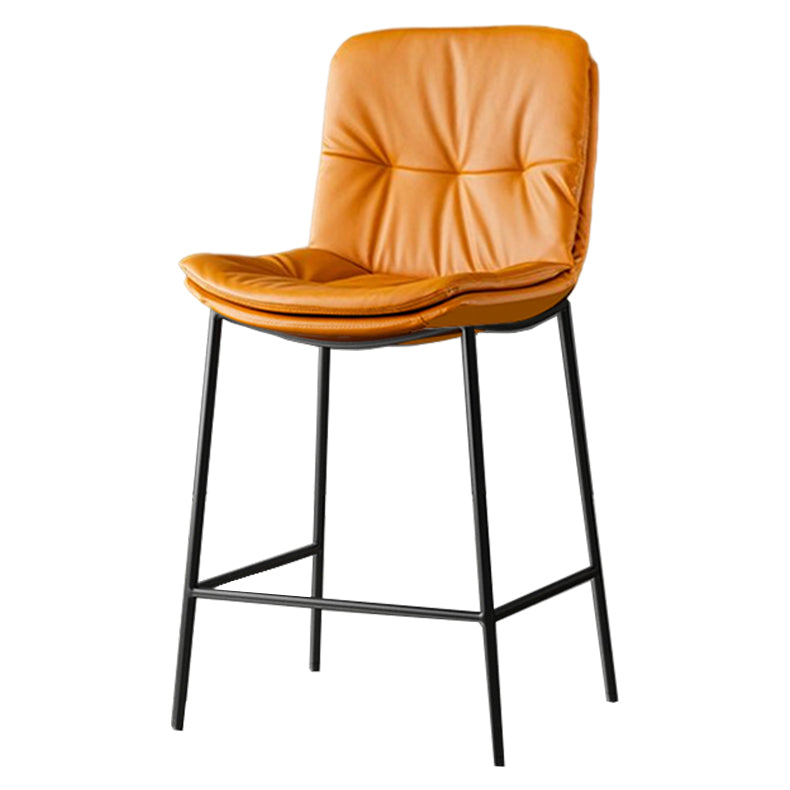 Contemporary Metal Leather Bar Stools Indoor Barstool with Cushion and Low Back