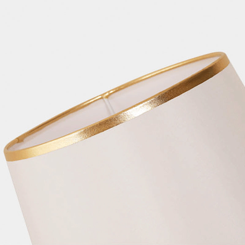 Gold Metal Table Light Modern 1-Light Bedroom Nightstand Lamp with Bucket Fabric Shade