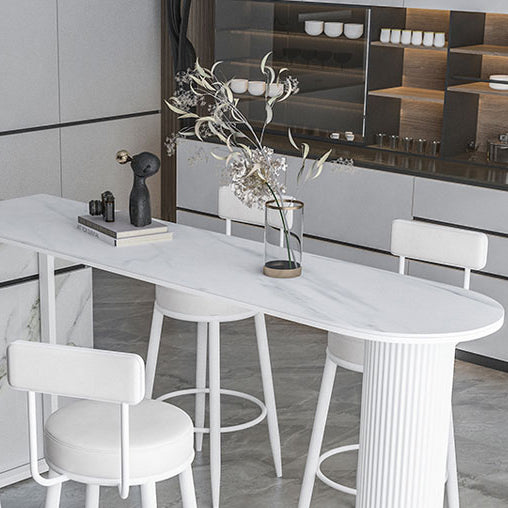 Stone Double Pedestal Counter Wine Table Modern Indoor Bar/Dinette Table