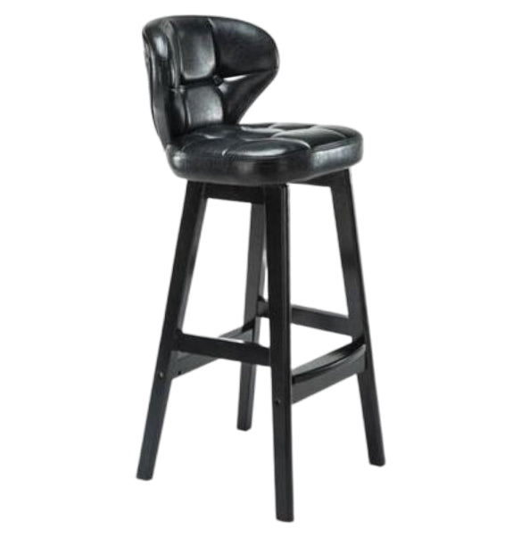 Modern Armless Backrest Counter Stool Wood Study Bar Stool with Leather Cushion and Pedal