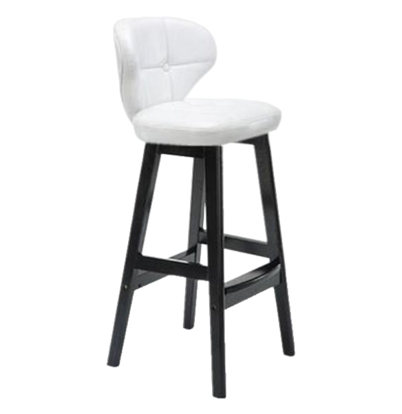Modern Armless Backrest Counter Stool Wood Study Bar Stool with Leather Cushion and Pedal