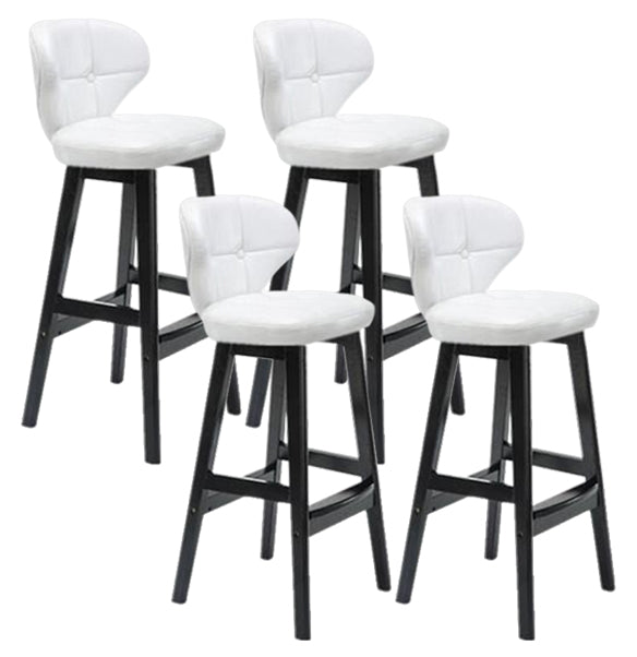 Modern Armless Backrest Counter Stool Wood Study Bar Stool with Leather Cushion and Pedal
