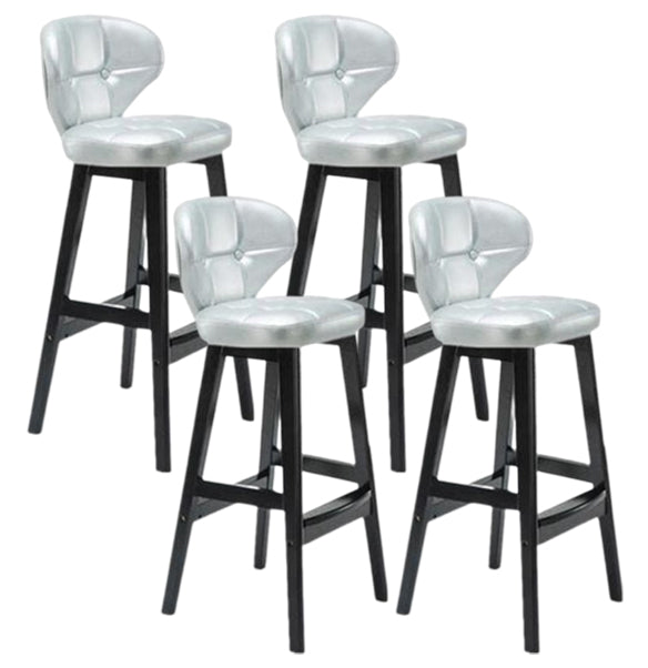 Modern Armless Backrest Counter Stool Wood Study Bar Stool with Leather Cushion and Pedal