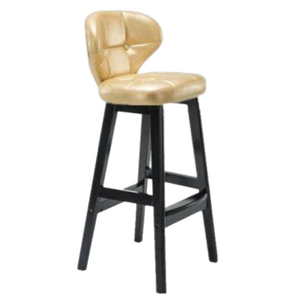 Modern Armless Backrest Counter Stool Wood Study Bar Stool with Leather Cushion and Pedal