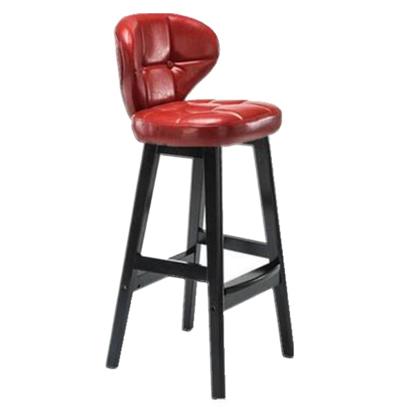 Modern Armless Backrest Counter Stool Wood Study Bar Stool with Leather Cushion and Pedal