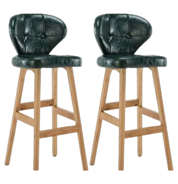 Modern Armless Backrest Counter Stool Wood Study Bar Stool with Leather Cushion and Pedal