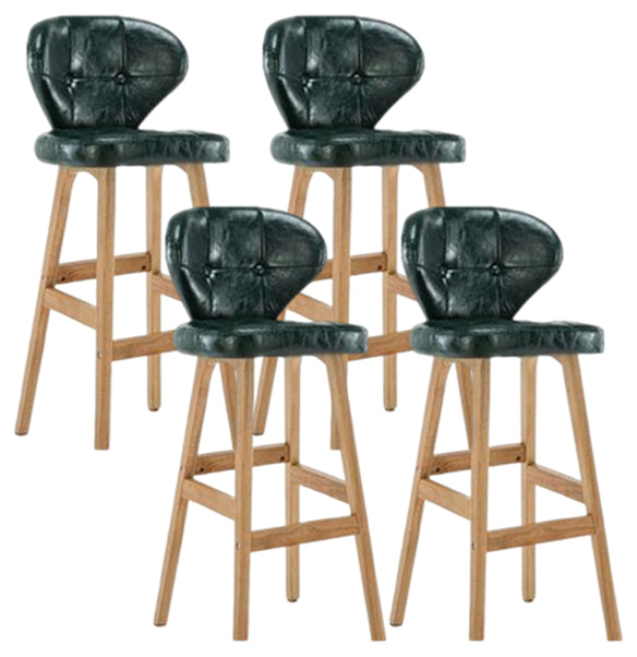 Modern Armless Backrest Counter Stool Wood Study Bar Stool with Leather Cushion and Pedal