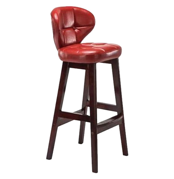 Modern Armless Backrest Counter Stool Wood Study Bar Stool with Leather Cushion and Pedal