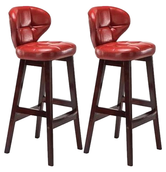 Modern Armless Backrest Counter Stool Wood Study Bar Stool with Leather Cushion and Pedal