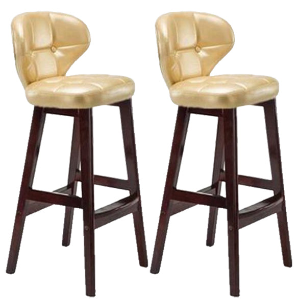 Modern Armless Backrest Counter Stool Wood Study Bar Stool with Leather Cushion and Pedal