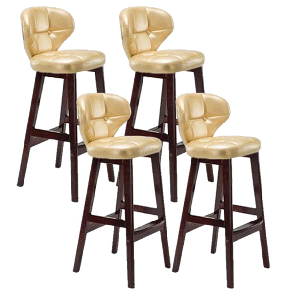 Modern Armless Backrest Counter Stool Wood Study Bar Stool with Leather Cushion and Pedal