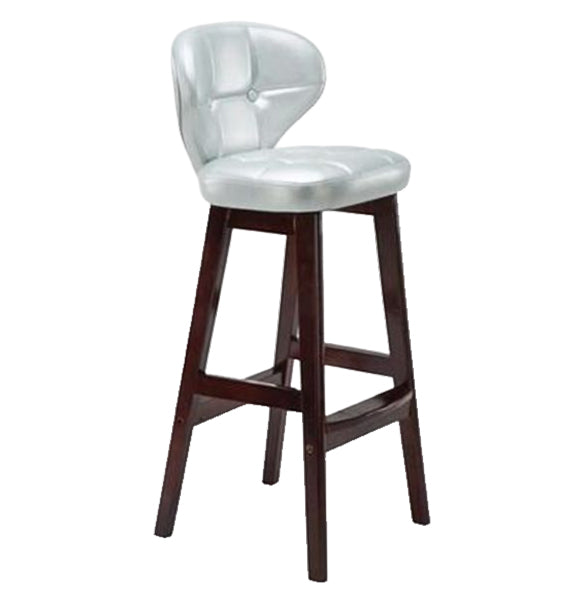 Modern Armless Backrest Counter Stool Wood Study Bar Stool with Leather Cushion and Pedal
