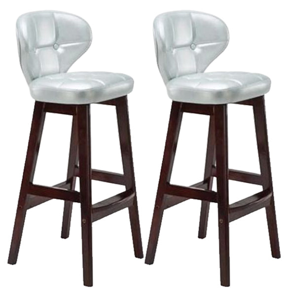 Modern Armless Backrest Counter Stool Wood Study Bar Stool with Leather Cushion and Pedal