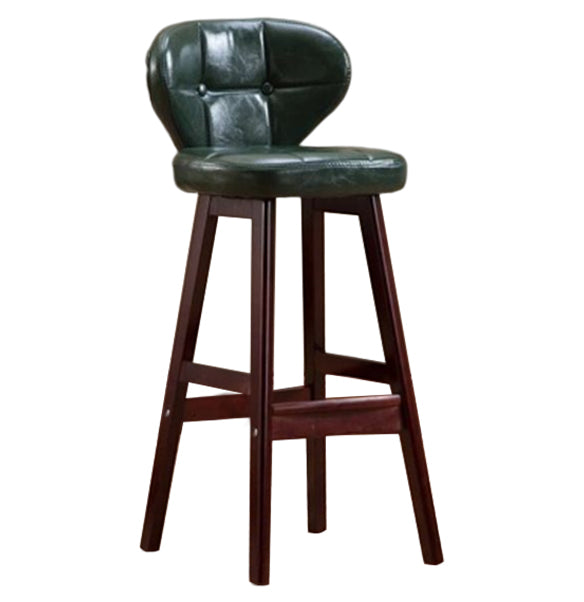 Modern Armless Backrest Counter Stool Wood Study Bar Stool with Leather Cushion and Pedal