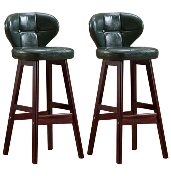 Modern Armless Backrest Counter Stool Wood Study Bar Stool with Leather Cushion and Pedal