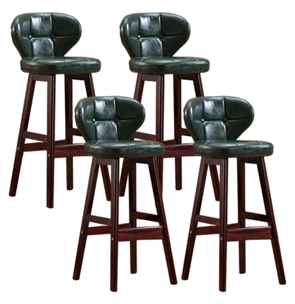 Modern Armless Backrest Counter Stool Wood Study Bar Stool with Leather Cushion and Pedal