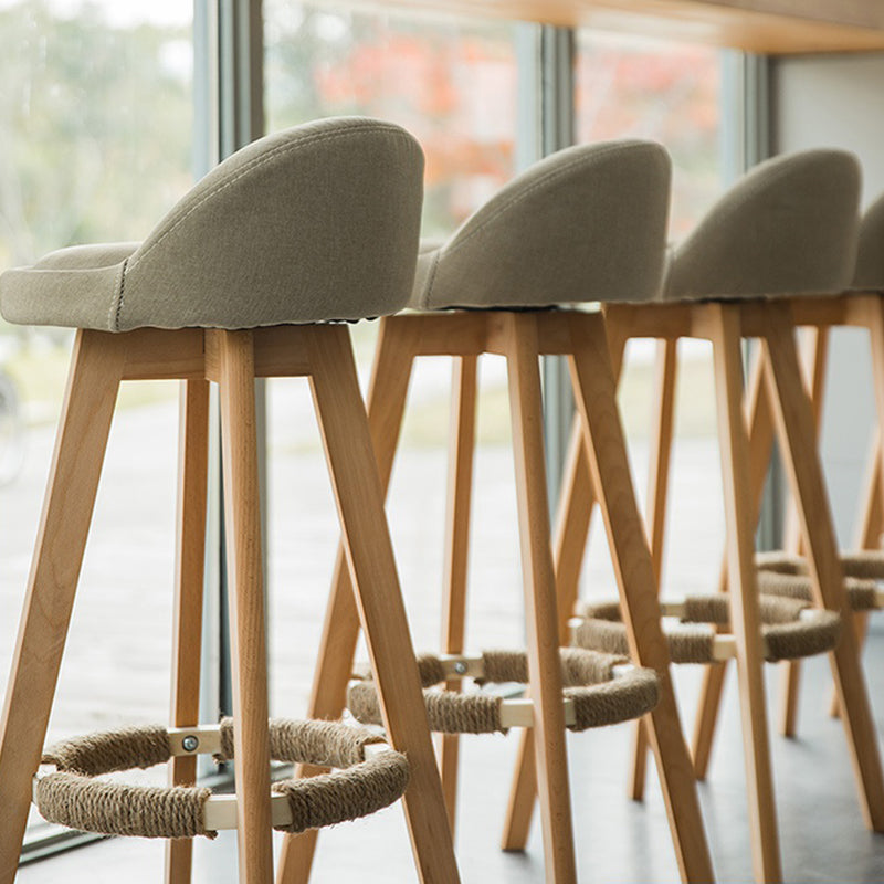 Taburete moderno sin brazos para mostrador, taburete de bar de madera para sala de estar con cojín y pedal