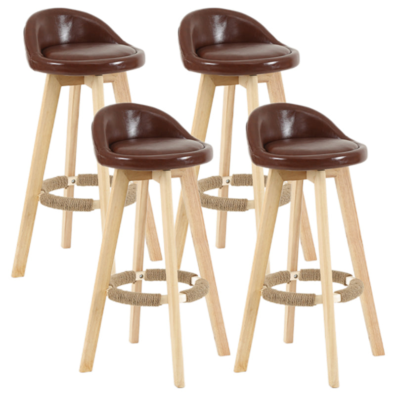 Taburete moderno sin brazos para mostrador, taburete de bar de madera para sala de estar con cojín y pedal