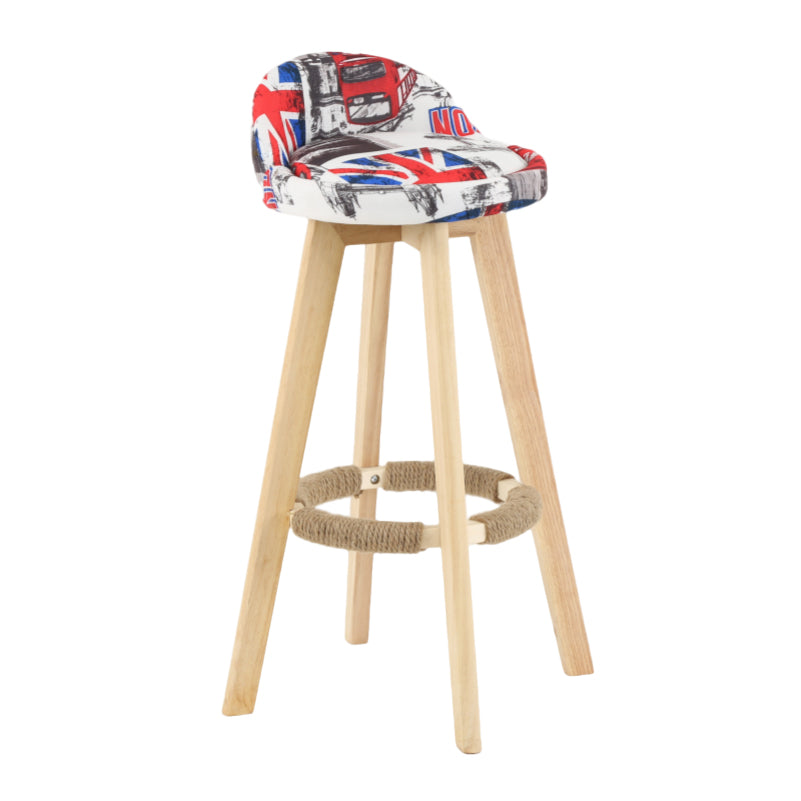 Taburete moderno sin brazos para mostrador, taburete de bar de madera para sala de estar con cojín y pedal