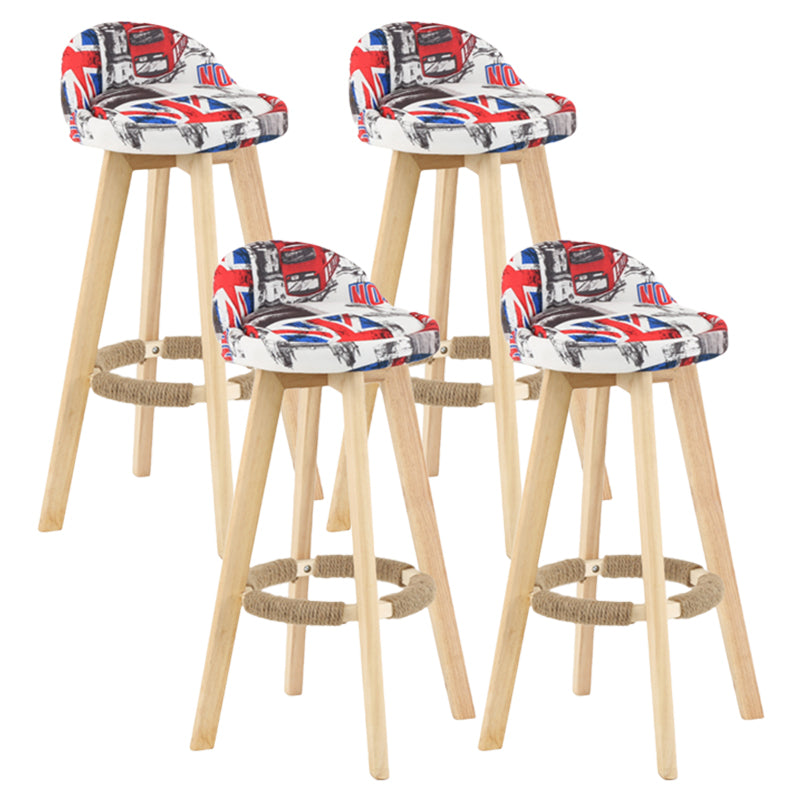 Taburete moderno sin brazos para mostrador, taburete de bar de madera para sala de estar con cojín y pedal