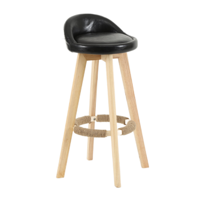 Taburete moderno sin brazos para mostrador, taburete de bar de madera para sala de estar con cojín y pedal