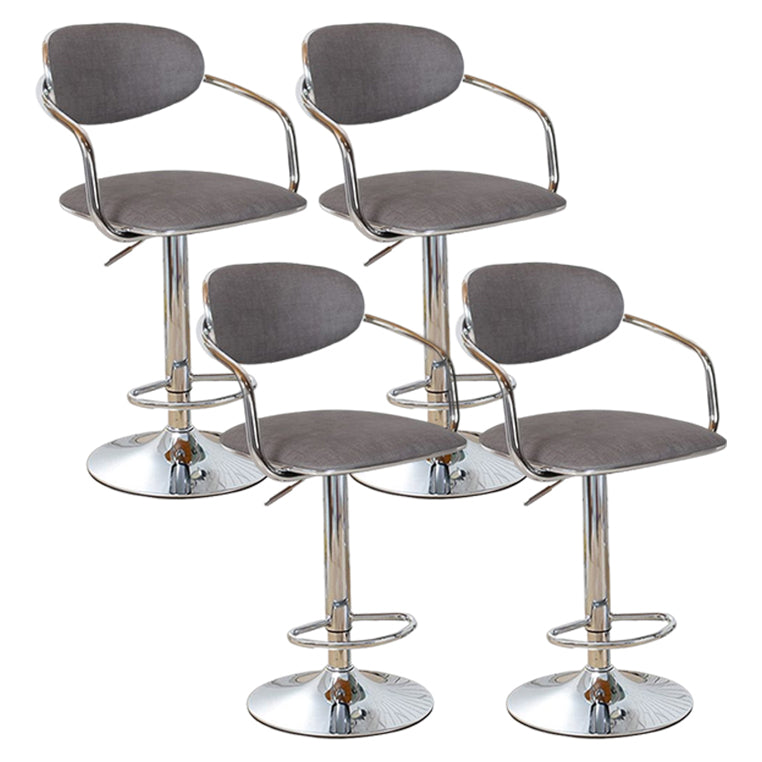 Modern Metal Low Back Bar Stool Armed Adjustable Swivel Bucket Counter Stool