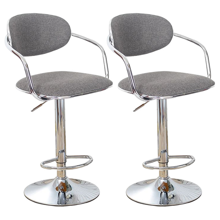 Modern Metal Low Back Bar Stool Armed Adjustable Swivel Bucket Counter Stool