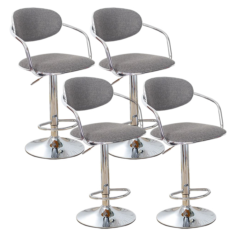 Modern Metal Low Back Bar Stool Armed Adjustable Swivel Bucket Counter Stool