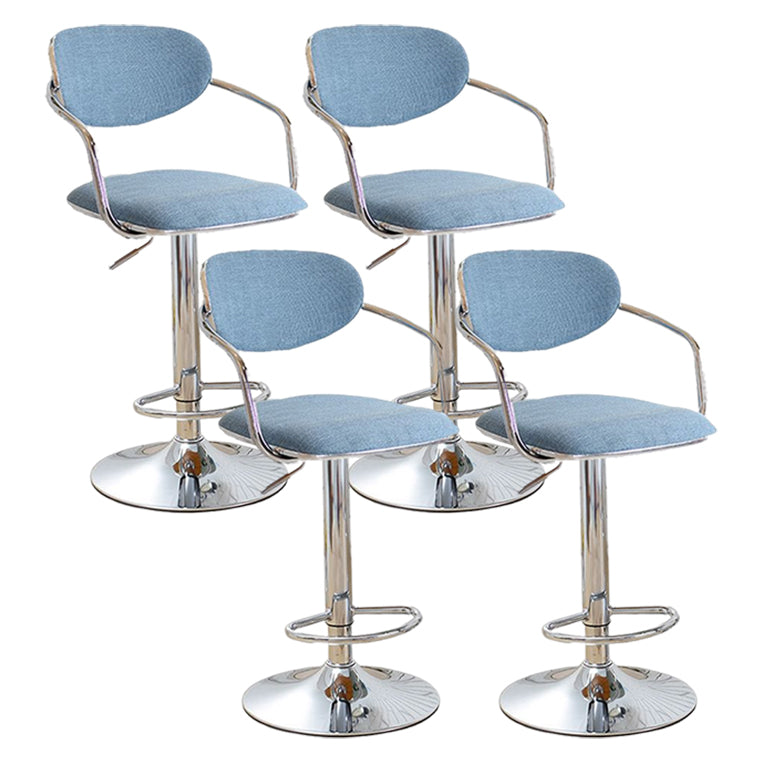 Modern Metal Low Back Bar Stool Armed Adjustable Swivel Bucket Counter Stool