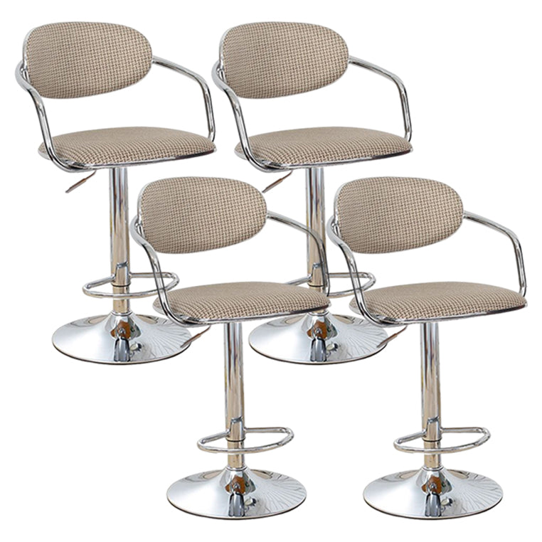 Modern Metal Low Back Bar Stool Armed Adjustable Swivel Bucket Counter Stool