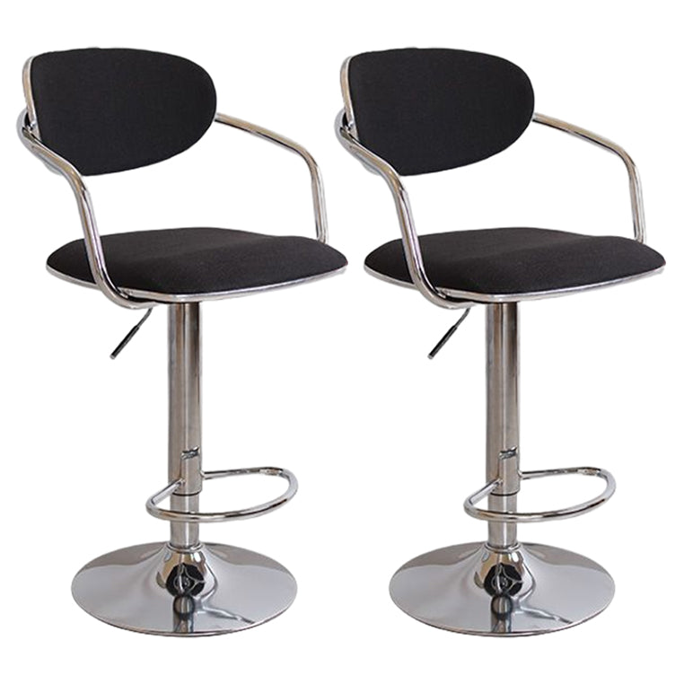 Modern Metal Low Back Bar Stool Armed Adjustable Swivel Bucket Counter Stool