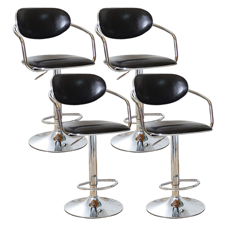 Modern Metal Low Back Bar Stool Armed Adjustable Swivel Bucket Counter Stool
