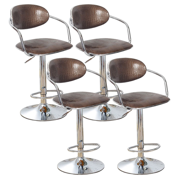 Modern Metal Low Back Bar Stool Armed Adjustable Swivel Bucket Counter Stool