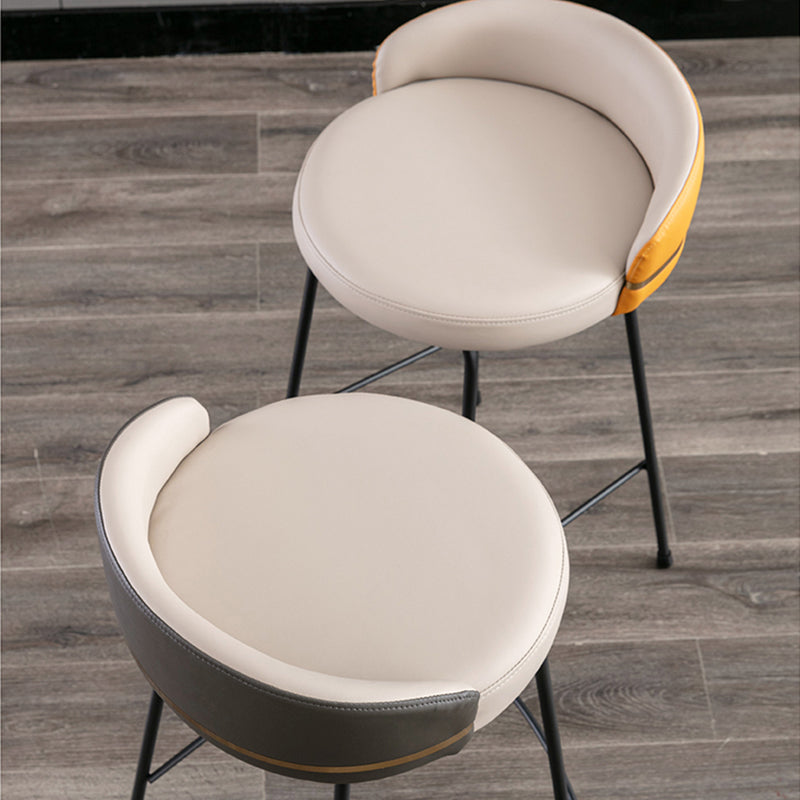 Taburete de bar moderno, taburete de bar de cuero sin brazos con reposapiés, base de metal