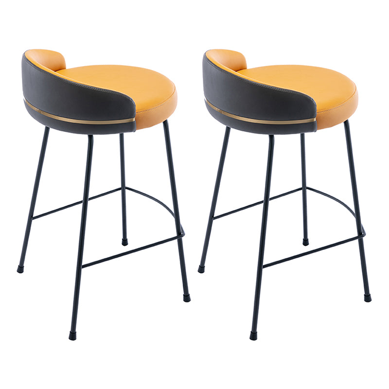 Taburete de bar moderno, taburete de bar de cuero sin brazos con reposapiés, base de metal