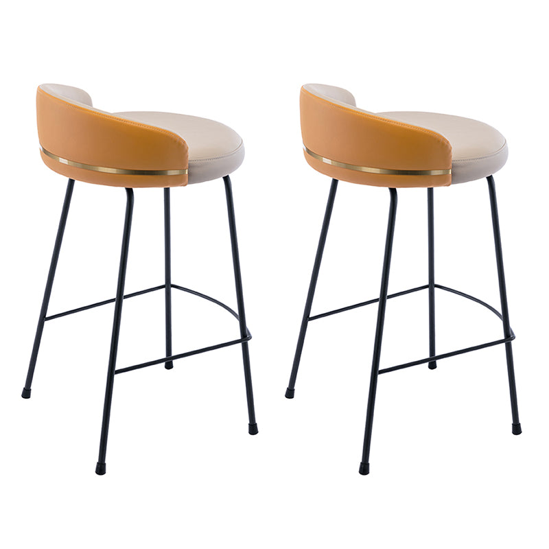 Taburete de bar moderno, taburete de bar de cuero sin brazos con reposapiés, base de metal
