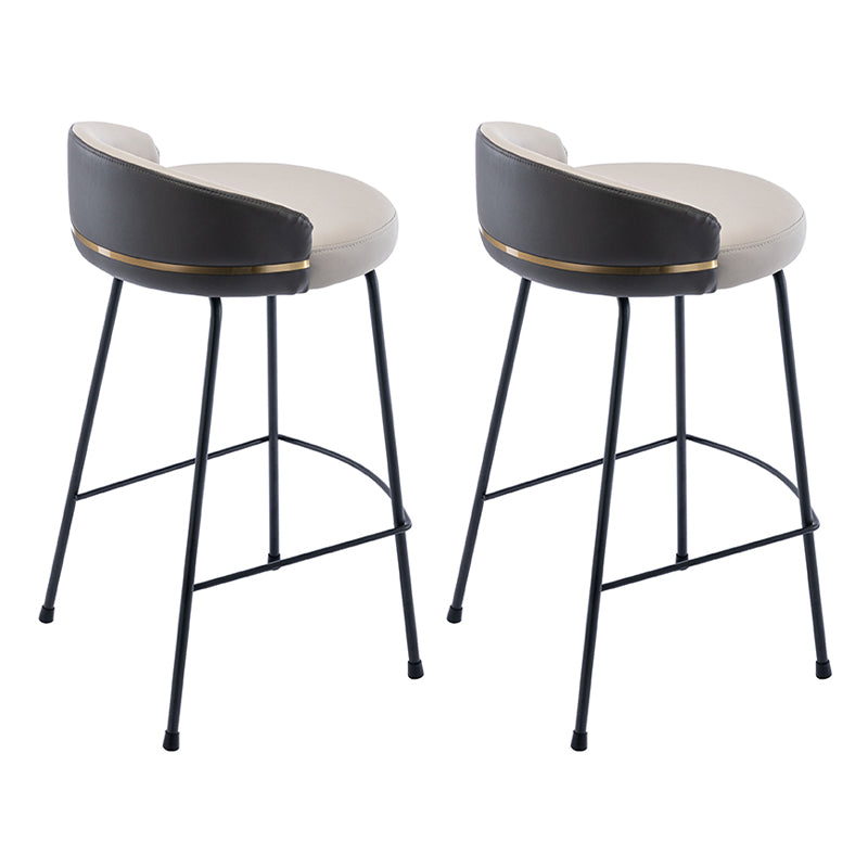 Taburete de bar moderno, taburete de bar de cuero sin brazos con reposapiés, base de metal