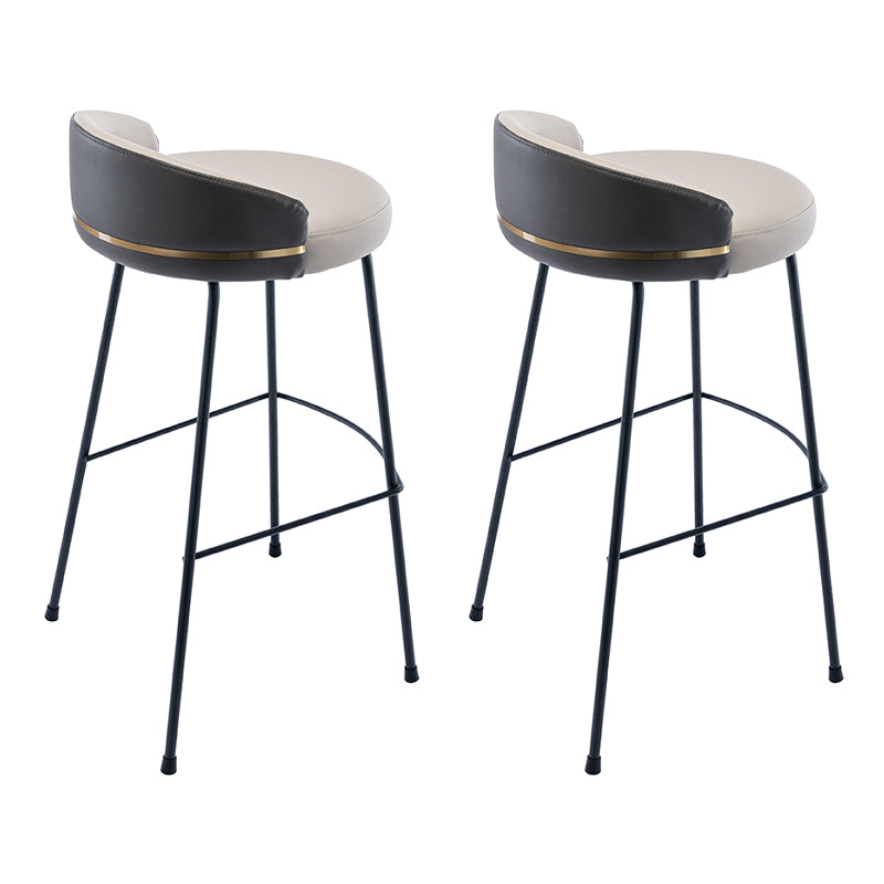 Taburete de bar moderno, taburete de bar de cuero sin brazos con reposapiés, base de metal