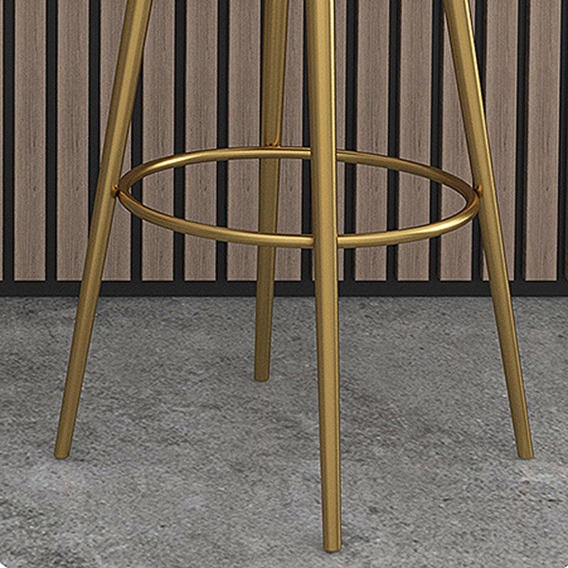 Glam Counter Bar Stool Backrest Leather Bar Stool with Footrest, Iron Base