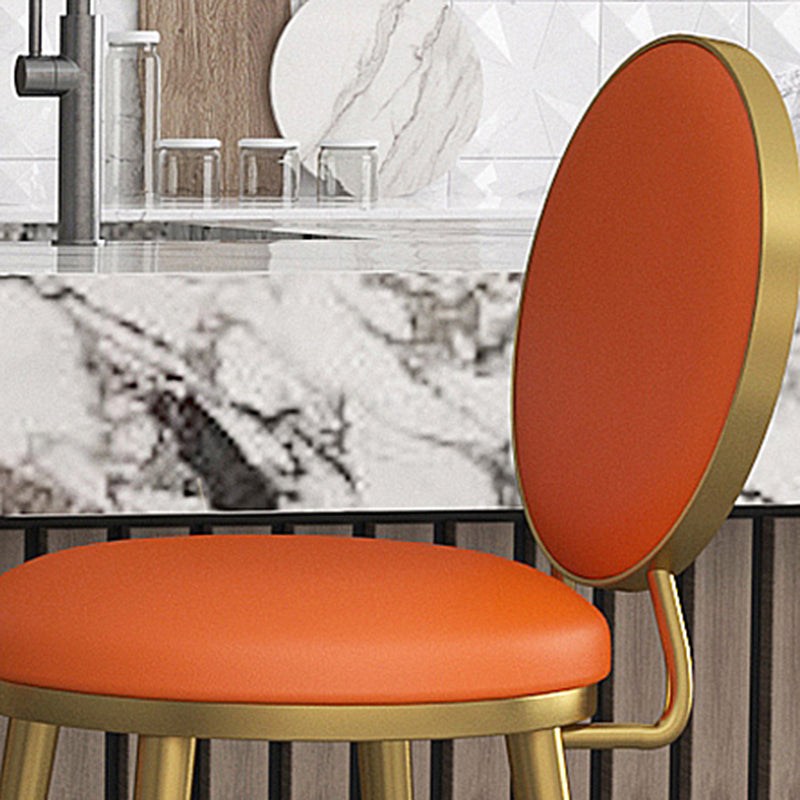 Glam Counter Bar Stool Backrest Leather Bar Stool with Footrest, Iron Base