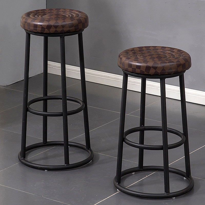 Modern Round Bar Stool Footrest Backless Counter and Bar Stool with Iron Legs