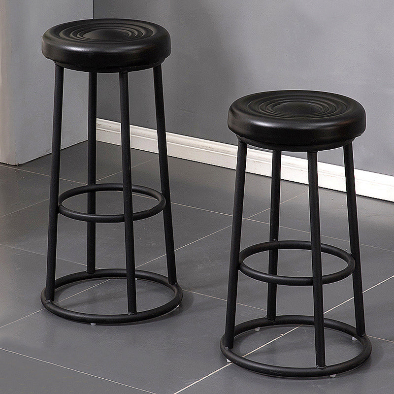 Modern Round Bar Stool Footrest Backless Counter and Bar Stool with Iron Legs