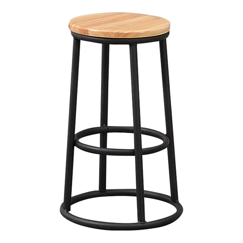 Modern Round Bar Stool Footrest Backless Counter and Bar Stool with Iron Legs